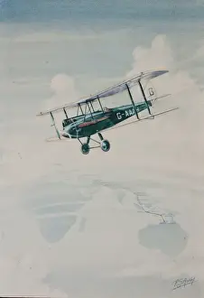 Vintage Biplane Flight Prints: Biplane in flight