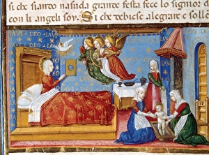 Birth of Mary. Codex of Predis (1476). Italy Birth of Mary. Codex of Predis (1476). Italy