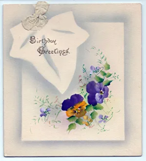 Birthday card with purple and yellow pansies Birthday card with purple and yellow pansies