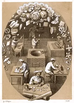 C1860 Biscuit Making Print