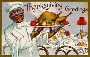 Black Waiter with Thanksgiving Turkey Black Waiter with Thanksgiving Turkey