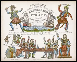 Blackbeard and Crew Print, 18th Century Engraving