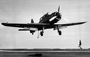 Blackburn Skua with arrester wire hook down landing abo Blackburn Skua with arrester wire hook down landing abo