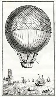 Blanchard and Jeffries crossing the Channel in a balloon Blanchard and Jeffries crossing the Channel in a balloon
