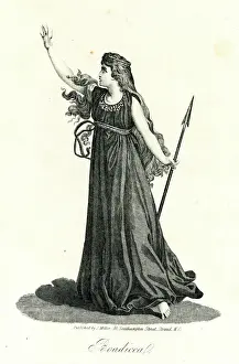 Victorian Era Print of Boadicea, Celtic Queen