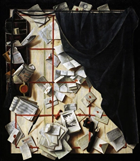 Board Partition with Letter Rack and Music Book, 1668, by Co Board Partition with Letter Rack and Music Book, 1668, by Co