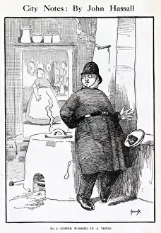 A bobby on the beat, who has stopped to enjoy a bit of pie from a friendly cook in one A bobby on the beat, who has stopped to enjoy a bit of pie from a friendly cook in one