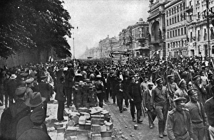 Bolshevik parade in a street during Revolution, Russia Bolshevik parade in a street during Revolution, Russia