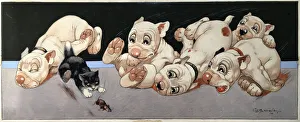 Five Bonzos roll about chasing a kitten who chases a mouse Five Bonzos roll about chasing a kitten who chases a mouse