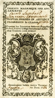 Book plate in Latin, Trinity College, Dublin Book plate in Latin, Trinity College, Dublin