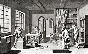 Print of a French Bookbinding Workshop, circa 1760