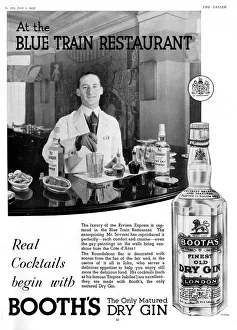 Booths Gin advertisement - the Blue Train restaurant Booths Gin advertisement - the Blue Train restaurant