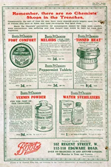 Boots advertisement WW1 - comforts for the trenches Boots advertisement WW1 - comforts for the trenches