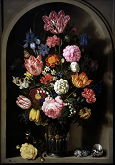 Bouquet of flowers in a stone niche, 1618, by Ambrosius Boss Bouquet of flowers in a stone niche, 1618, by Ambrosius Boss
