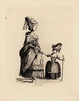 Bourgeoise woman with daughter, era of Marie Antoinette Bourgeoise woman with daughter, era of Marie Antoinette