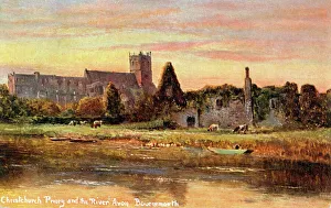 Bournemouth, Christchurch Priory from the River Avon Bournemouth, Christchurch Priory from the River Avon