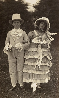 Boy and girl in historical fancy dress costume Boy and girl in historical fancy dress costume
