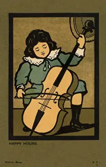 Print of a boy playing a cello