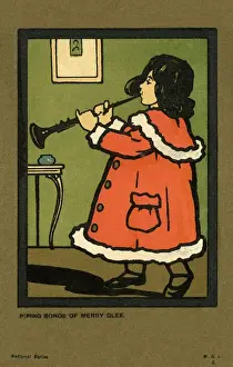 Early 20th Century Music Scene Prints: Boy playing a clarinet