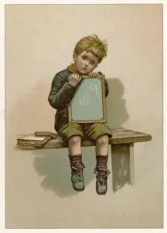 Childhood Education Prints: Boy with Slate Kept In
