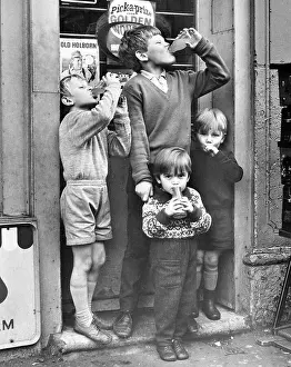 Children Prints: Boys outside a sweet shop, Balham, circa 1961 Print