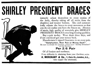 Early 20th Century Adverts Prints: Braces advertisement