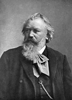 Prints of JOHANNES BRAHMS German musician with his autograph Date: 1833 - 1897 Music Prints: Johannes Brahms German Musician Print 1833-1897