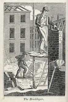 Bricklayer on Scaffold Print 1827