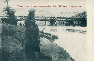 Bridge over the River Axios is guarded by troops - Greece Bridge over the River Axios is guarded by troops - Greece