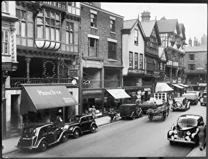 Prints of Bridge Street, Chester, showing some of the characteristic Rows which are features of Chesters unique architecture Chester Prints: Bridge Street Print, Chester: Rows Architecture