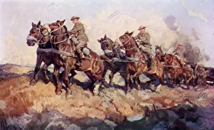 Bringing up the Guns WW1 Australian Battery Print 1920s