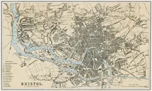 Prints of A map of Bristol in 1878. Date: 1878 Bristol Prints: 1878 Bristol Map Print, Original Engraving