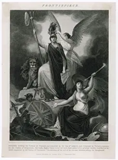 Britannia Print: Iconic Lady with British Devices