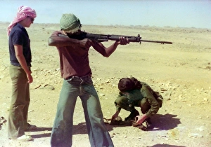 British Caribbean man with riffle in Oman British Caribbean man with riffle in Oman
