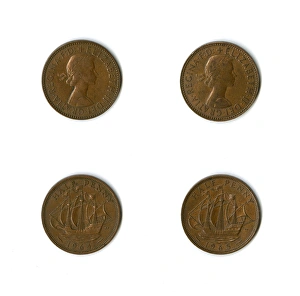 British coins, two Elizabeth II halfpennies British coins, two Elizabeth II halfpennies