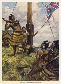 British Flag Cut Down New Zealand Print