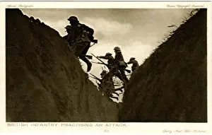 British Soldiers Ww1 Prints: British infantry practising an attack, WW1