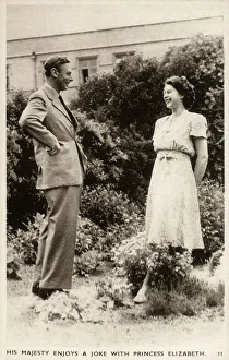 British King George VI with Princess Elizabeth - laughter British King George VI with Princess Elizabeth - laughter