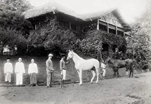 British man with servants & horses SE Asia, possibly Singapo British man with servants & horses SE Asia, possibly Singapo
