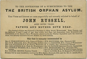 British Orphan Asylum Admission Petition British Orphan Asylum Admission Petition