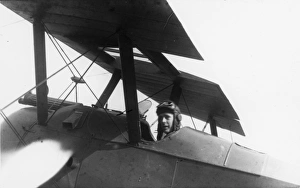 British pilot in his biplane, WW1