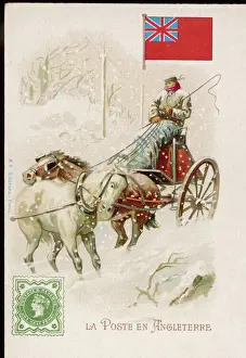 Snowy Countryside Scene Prints: British Postman in Snow