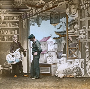 British Sailor on shore leave purchasing a souvenir - China British Sailor on shore leave purchasing a souvenir - China