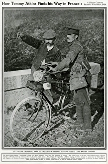 British soldier asking directions in France, 1914 British soldier asking directions in France, 1914