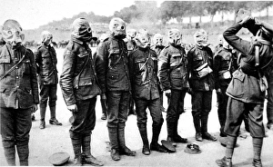 British soldiers at respirator-drill British soldiers at respirator-drill