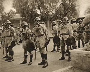 British troops in gas masks - Uprising in Nicosia British troops in gas masks - Uprising in Nicosia