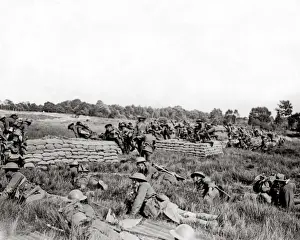 Western Front Soldiers Prints: British troops on training exercise, Western Front, WW1
