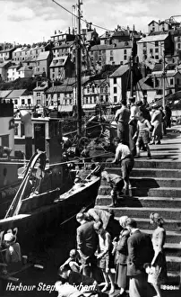 Brixham Harbour Steps Print, 1951