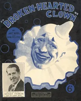 Vintage Music Illustrations Prints: Broken Hearted Clown