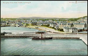 Prints of The harbour seen from the Castle; a neat little steamer is moored at the quay. Date: circa 1900 Related Prints: Broughty Ferry Harbour Print circa 1900